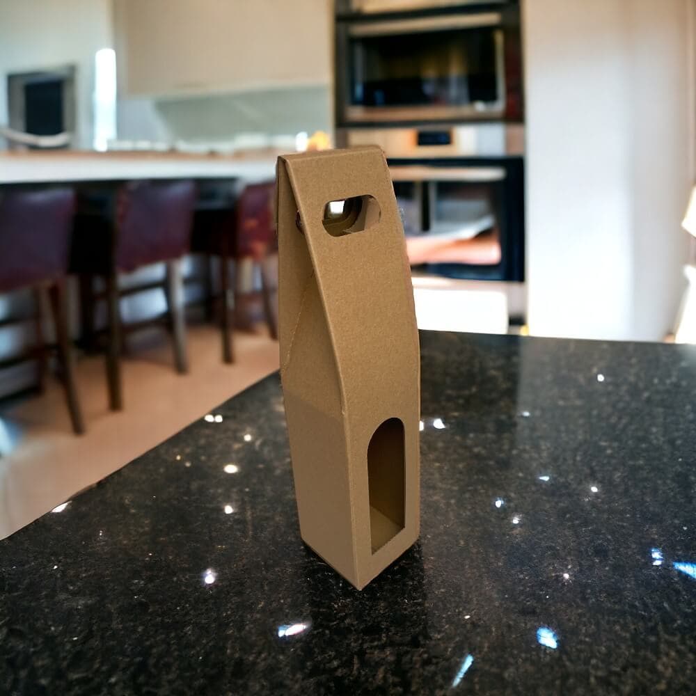 Cutii kraft cu mâner pentru o sticlă (set 10 buc) - CraftUp