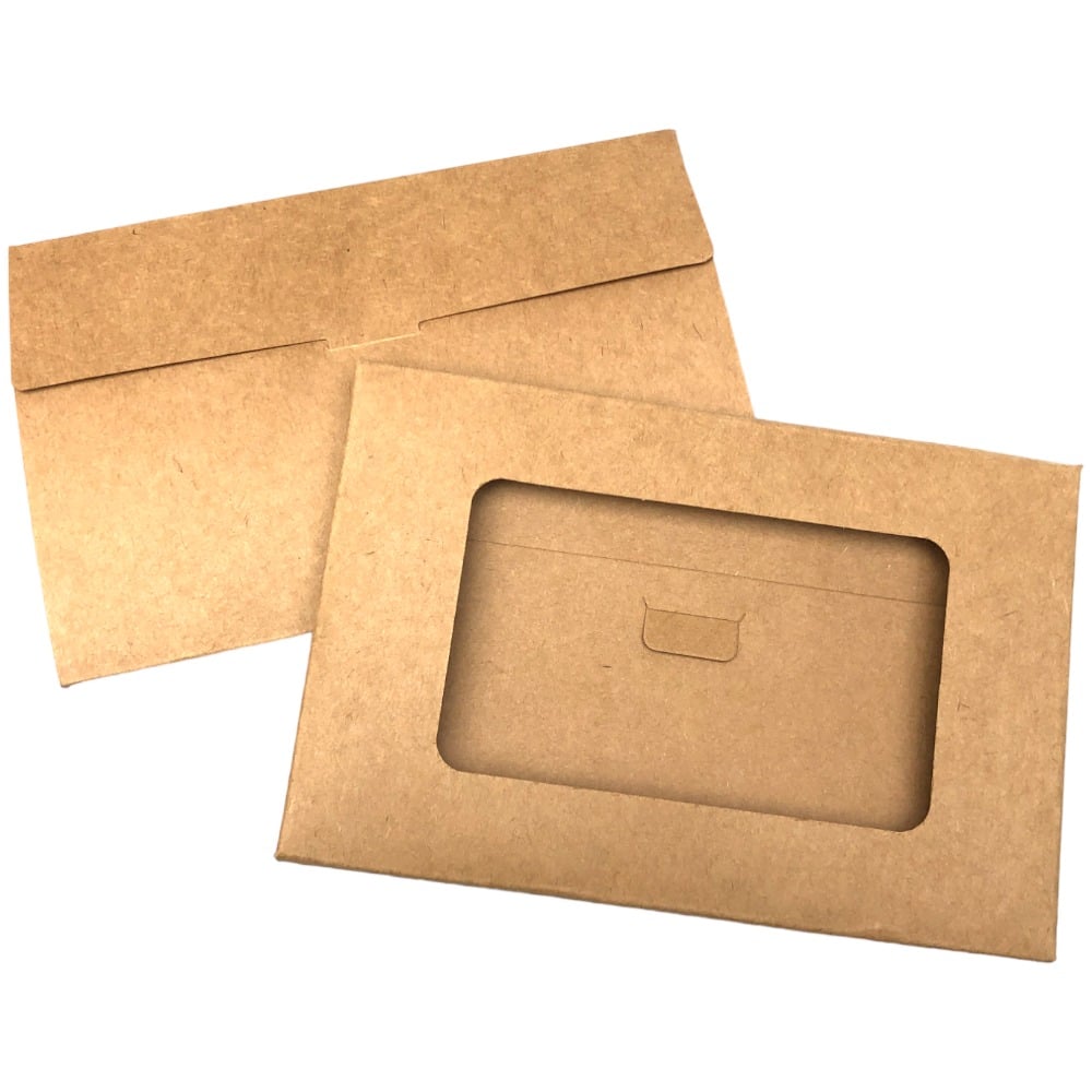 Cutii mici dreptunghiulare cu fereastră - kraft (set 100 buc) 15.5x10x0.5cm - CraftUp