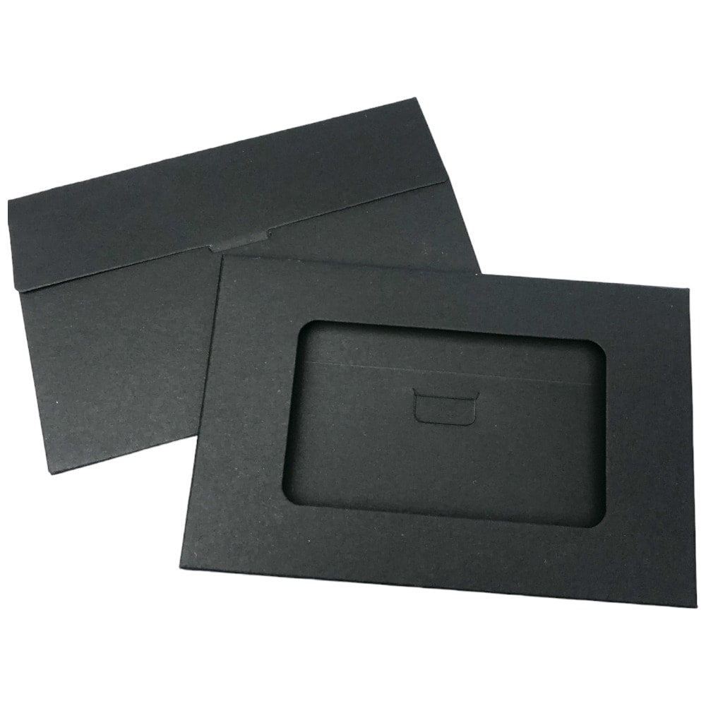 Cutii mici dreptunghiulare cu fereastră - negru (set 100 buc) 15.5x10x0.5cm - CraftUp