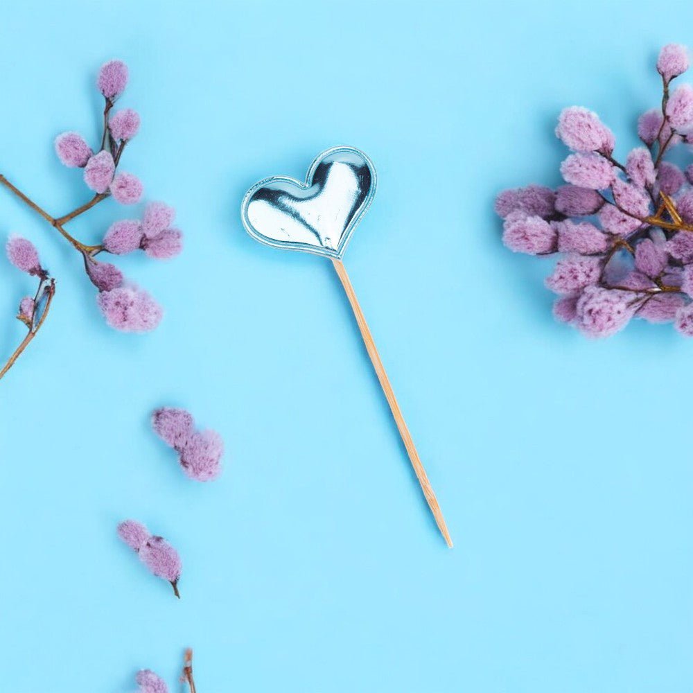 Decorațiune tort inimă - Bleu (set 50 buc) 3x7cm - CraftUp