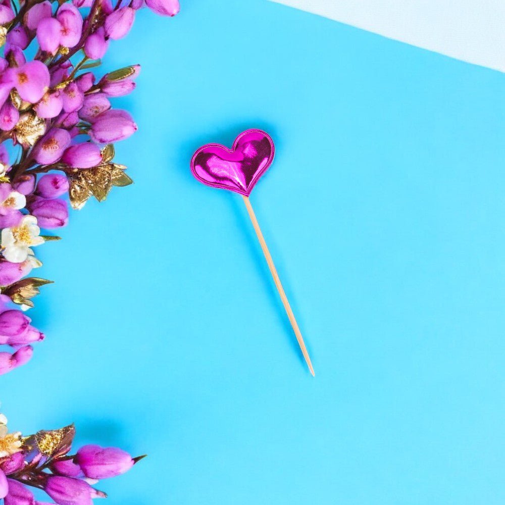 Decorațiune tort inimă - Roz (set 50 buc) 3x7cm - CraftUp