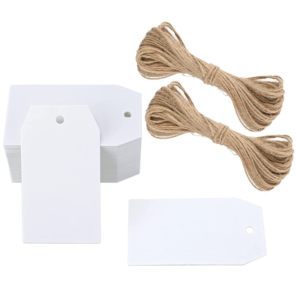 Etichete din hârtie dreptunghiulare simple 4x7.5cm - alb (set 100 buc) - CraftUp