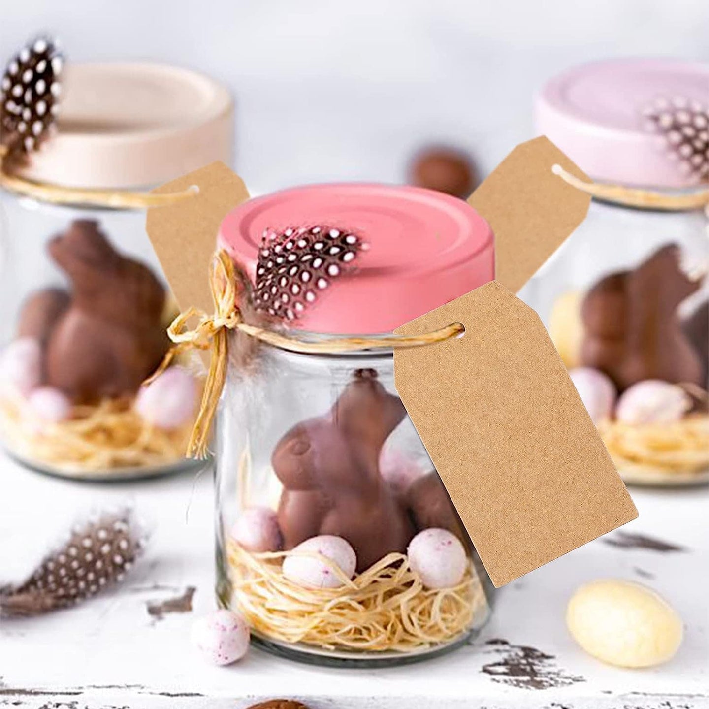 Etichete din hârtie dreptunghiulare simple 4x7.5cm - kraft (set 100 buc) - CraftUp