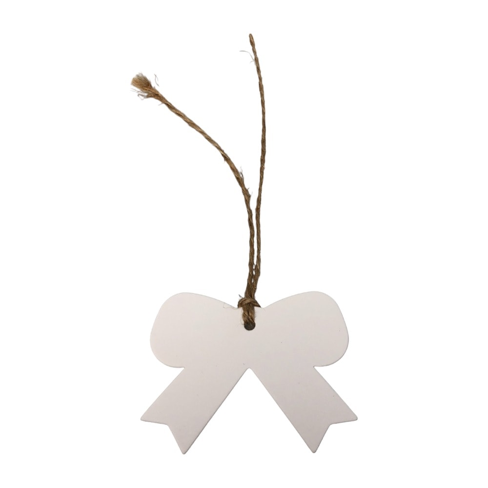 Etichete din hârtie in forma de funda 5x6.5cm - alb (set 100 buc) - CraftUp