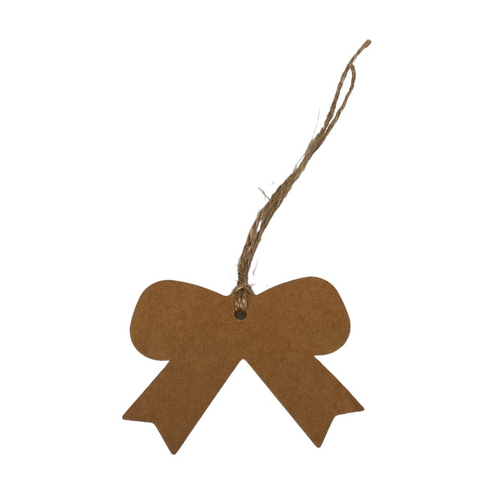 Etichete din hârtie în formă de fundă 5x6.5cm - kraft (set 100 buc) - CraftUp