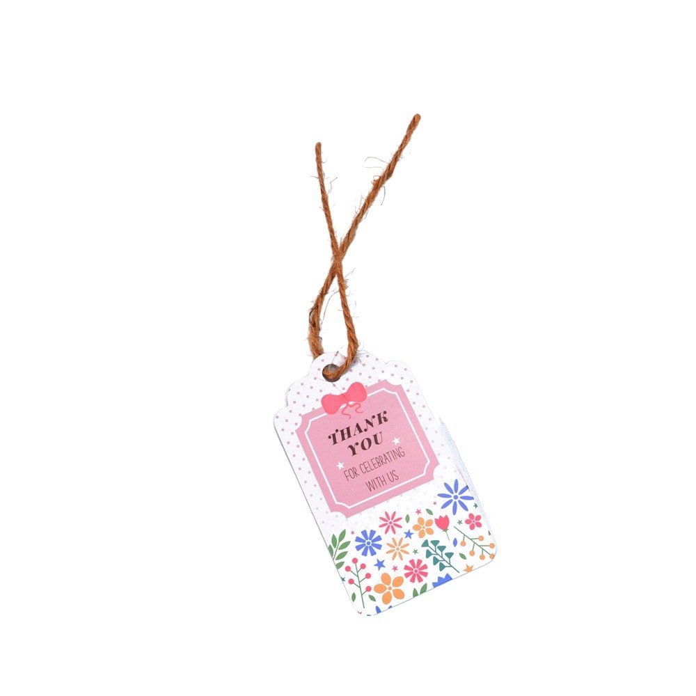 Etichete dreptunghiulare cu flori și mesaj Thank you 4x7cm - model 3 (set 50 buc) - CraftUp