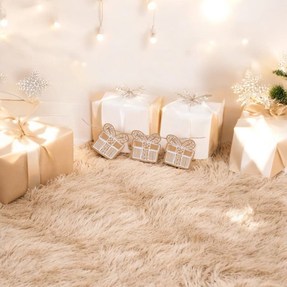 Etichete formă cadou de Crăciun cu sfoară - kraft (set 50 buc) - CraftUp