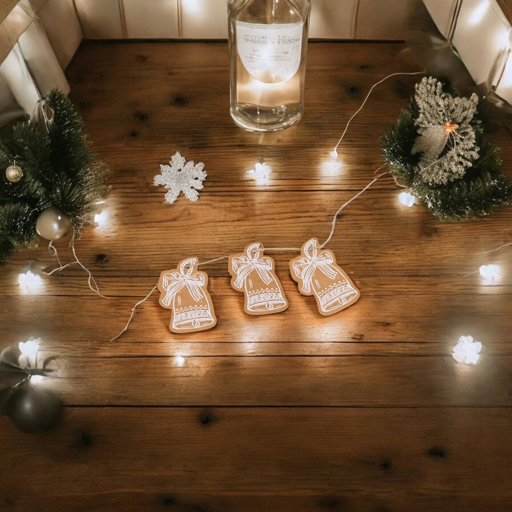 Etichete formă clopoțel de Crăciun cu sfoară - kraft (set 50 buc) - CraftUp
