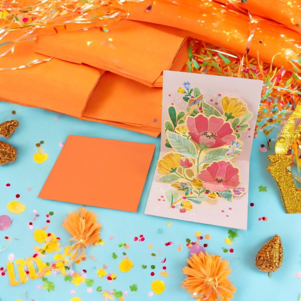 Felicitare 3D model floral - roz 13x13cm - CraftUp