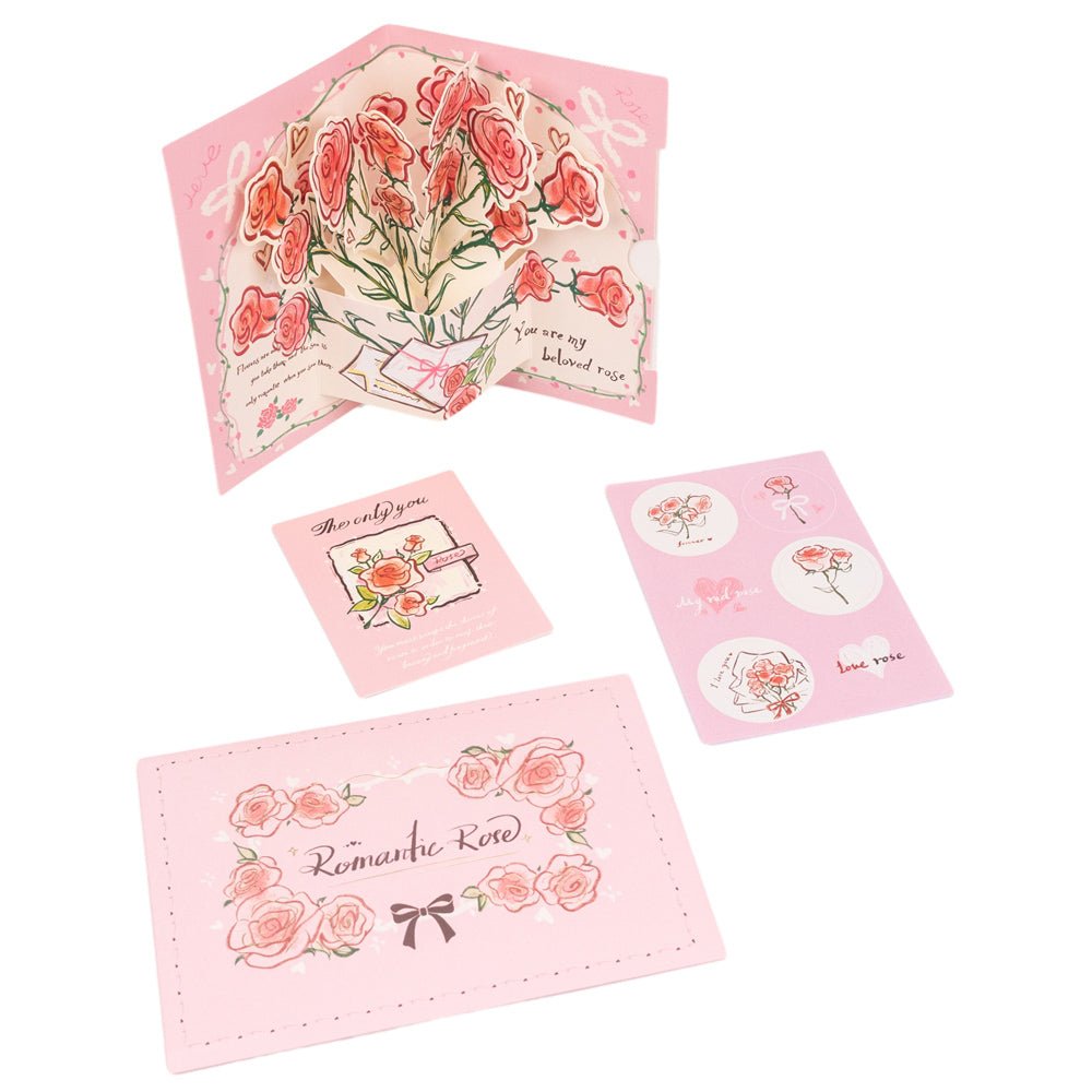 Felicitare 3D stil handmade model floral - roz - 15x10cm - CraftUp