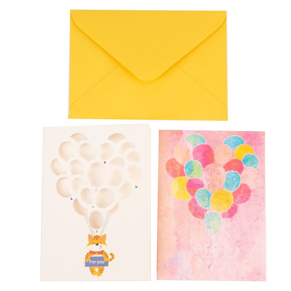 Felicitare decupată model baloane cu plic galben - CraftUp