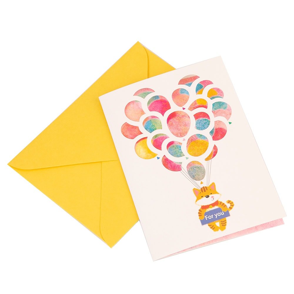 Felicitare decupată model baloane cu plic galben - CraftUp
