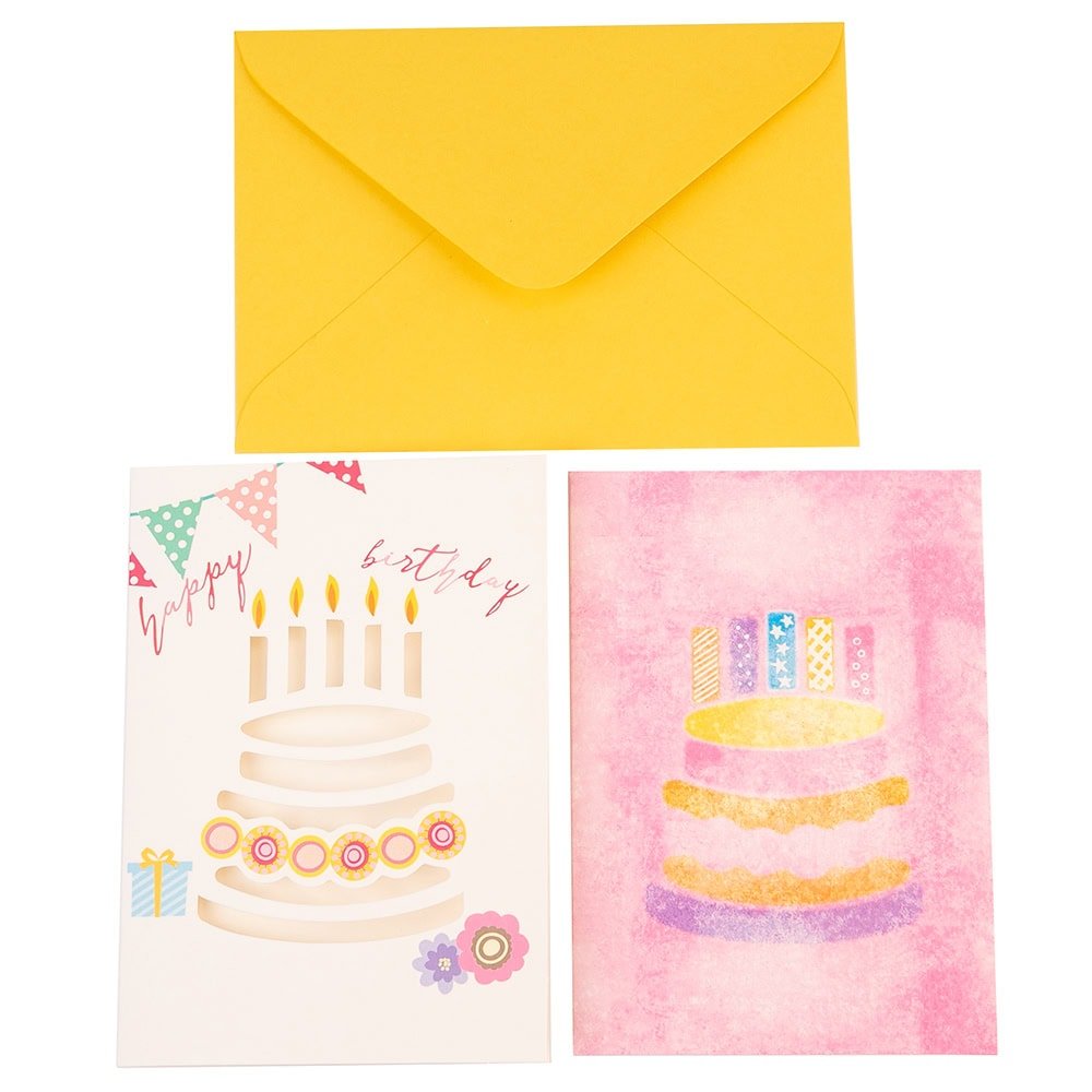 Felicitare decupată model tort cu plic galben - CraftUp