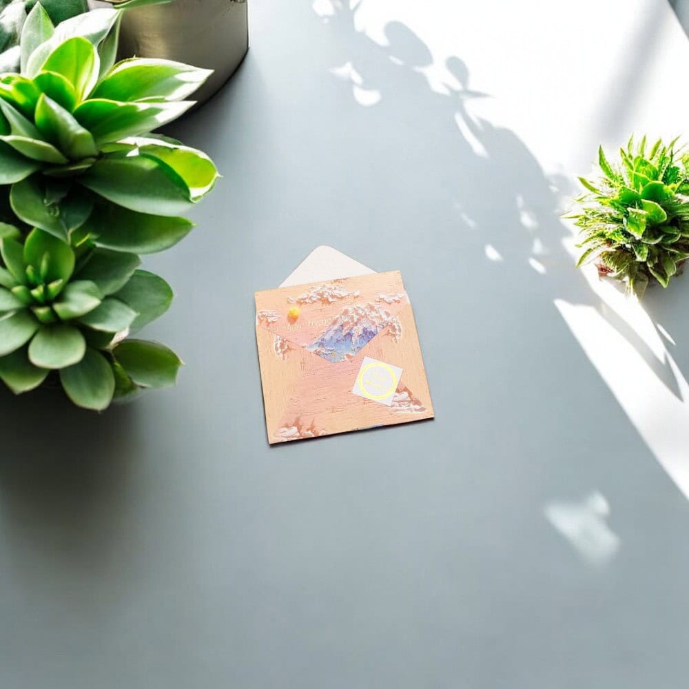 Felicitare stil pictură cu plic și sticker Best Wishes - model 1 - CraftUp