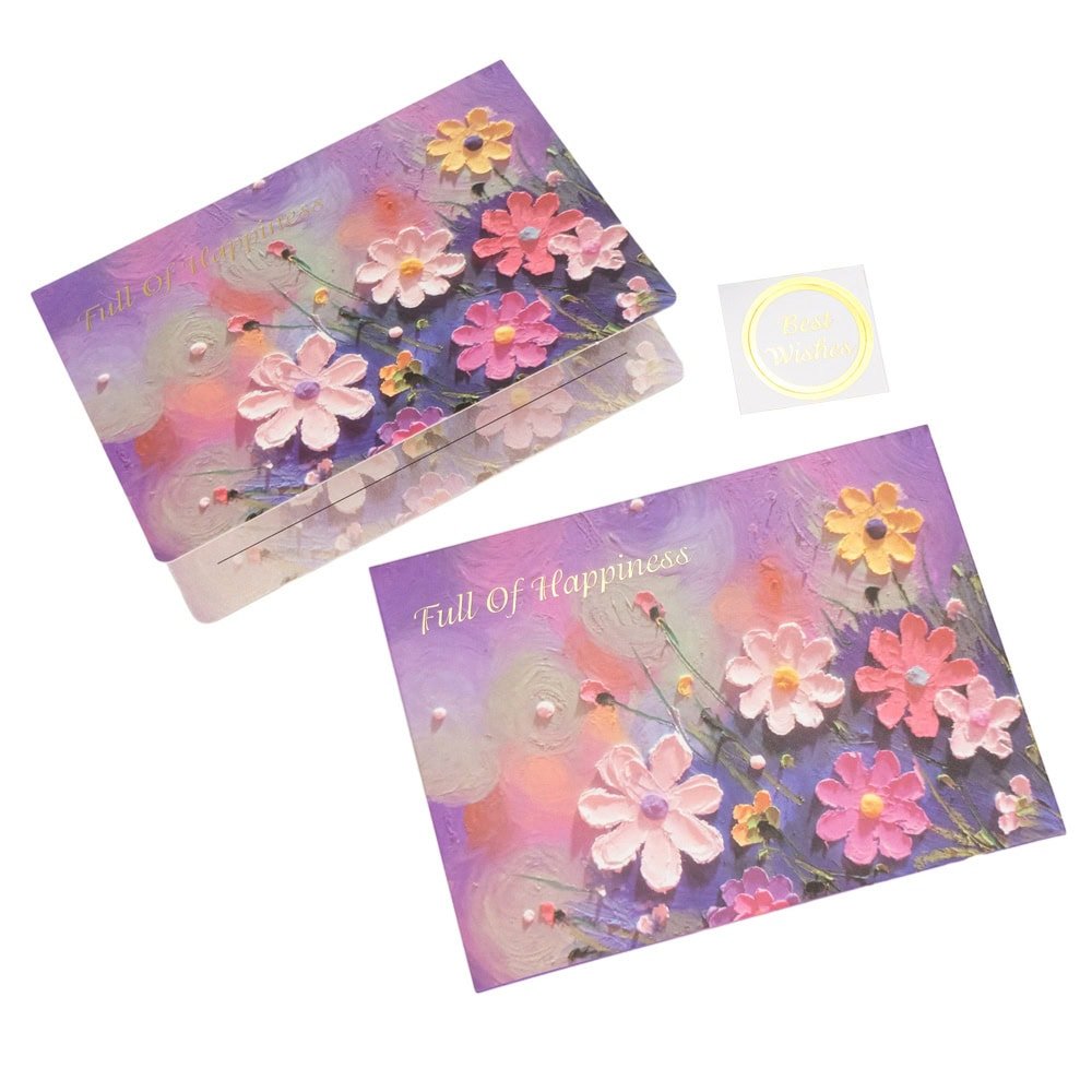 Felicitare stil pictură cu plic și sticker Best Wishes - model 4 - CraftUp