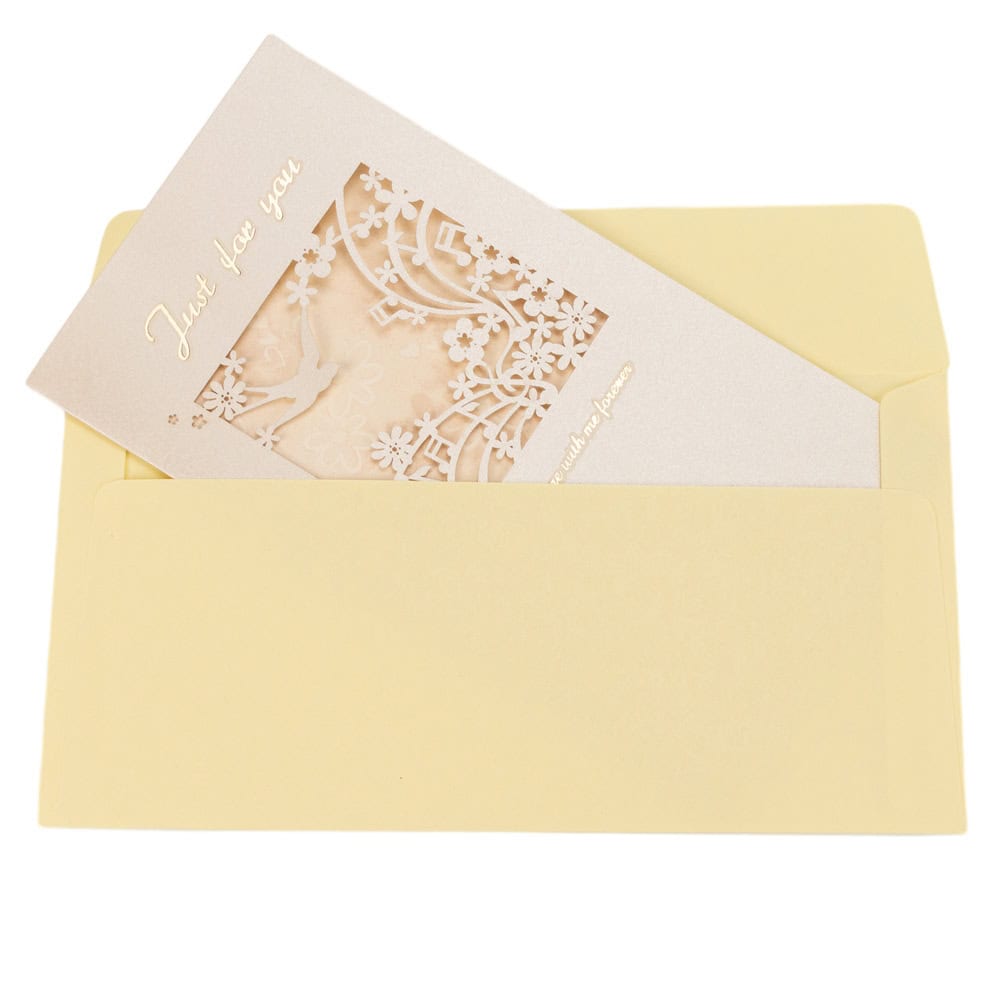 Felicitări cu fereastră model floral și plic - bej (set 10 buc) - CraftUp