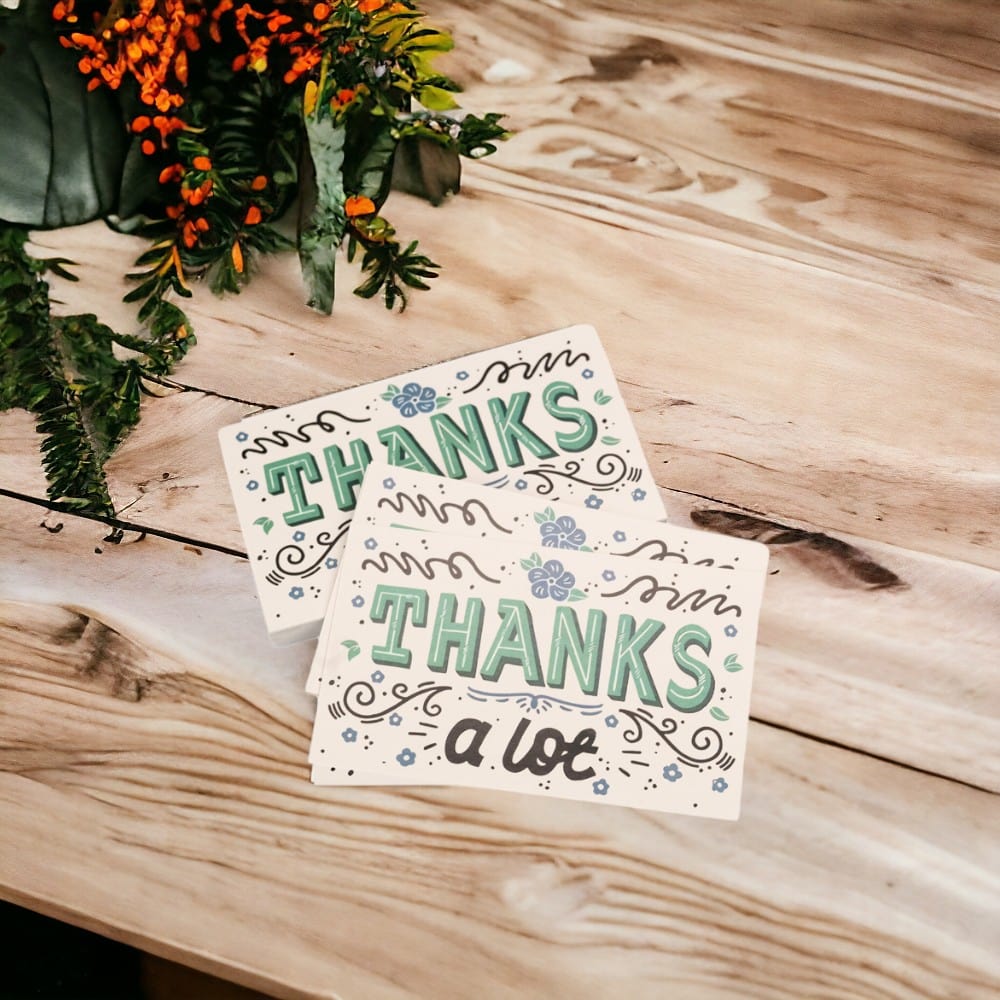 Felicitări cu mesaj Thank you - verde (set 30 buc) - CraftUp