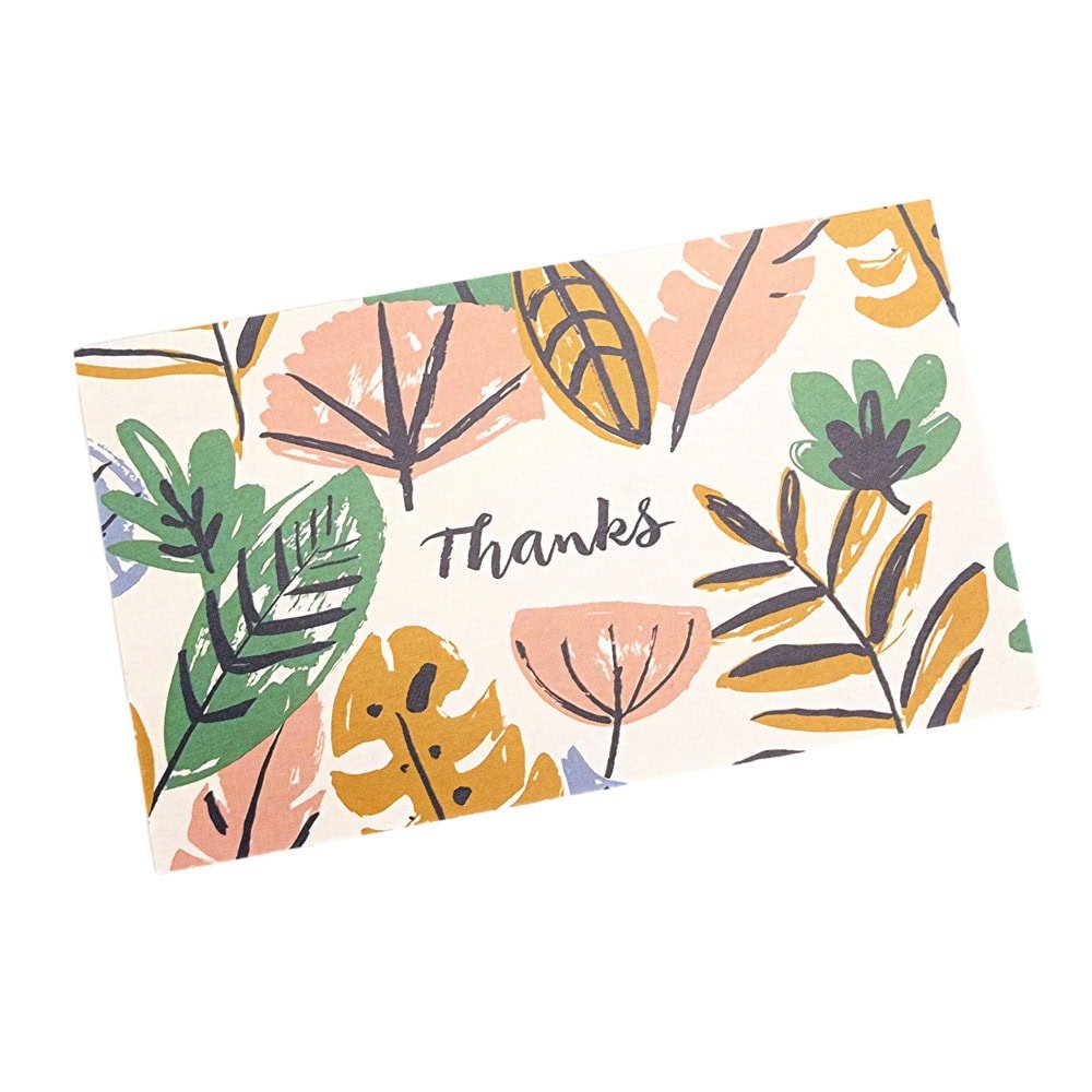 Felicitări hârtie cu design floral și text Thanks - model 1 (set 50 buc) - CraftUp