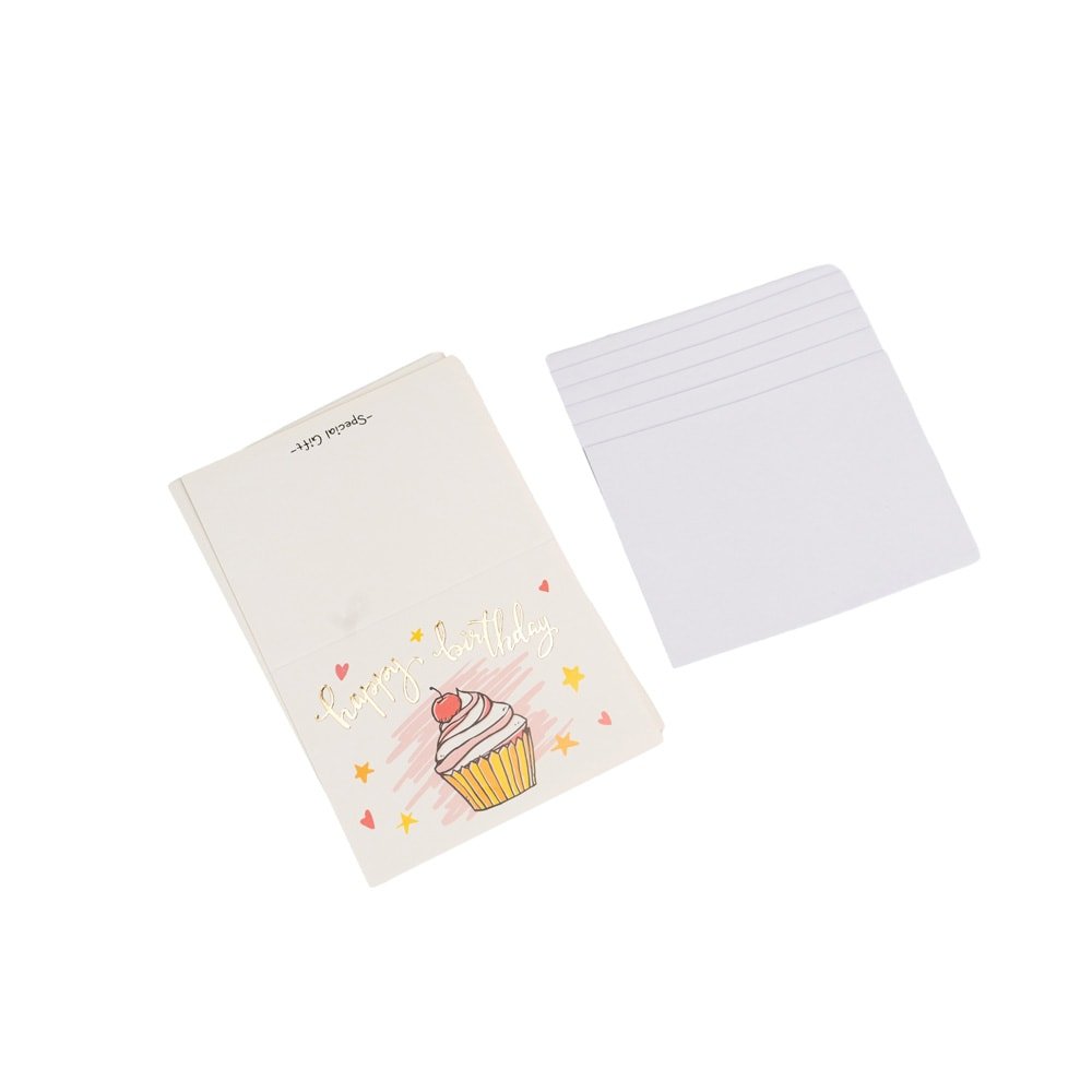 Felicitări hârtie cu mesaj Happy Birthday - model tort (set 6 buc) - CraftUp