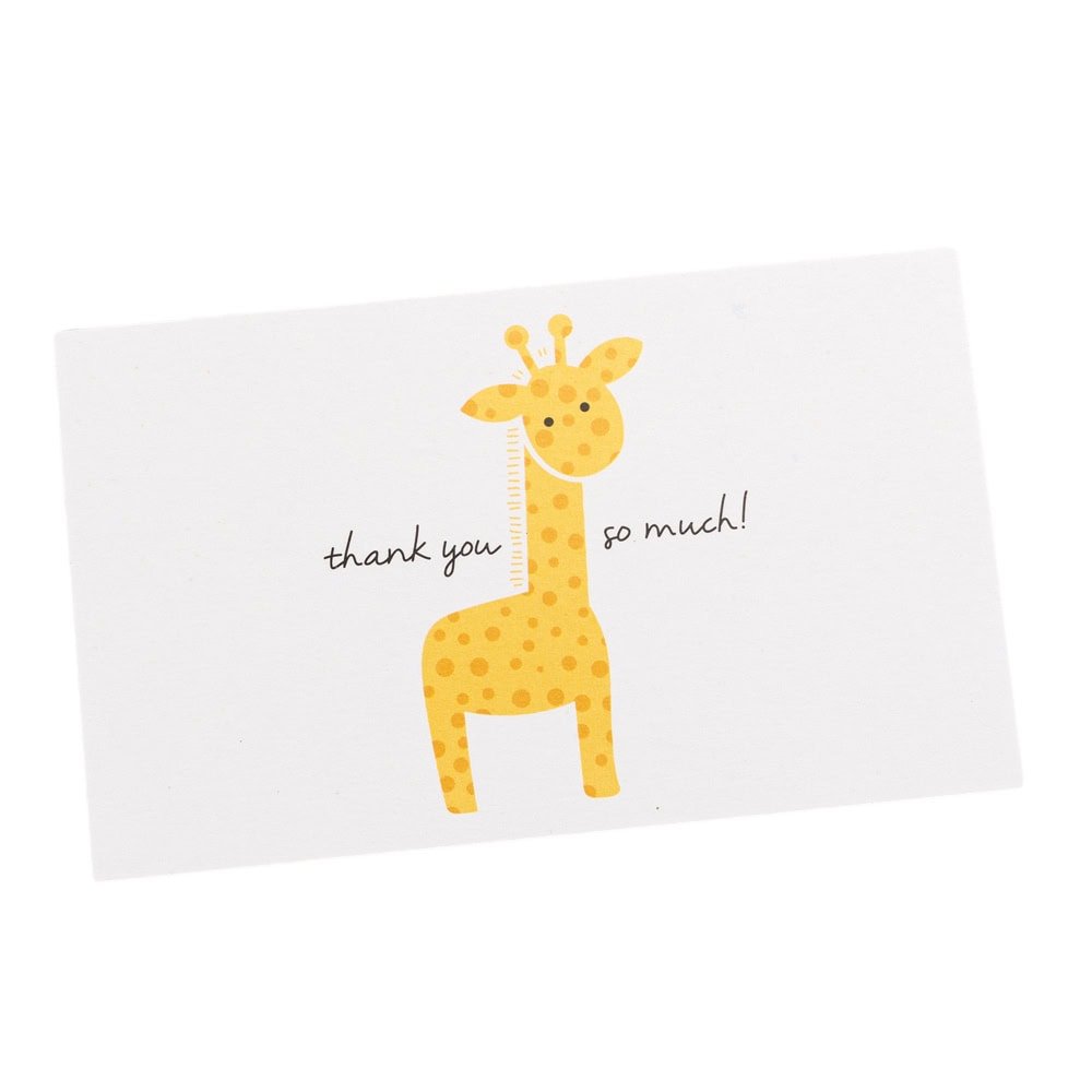 Felicitări hârtie pentru copii cu mesaj Thank you - model girafă (set 50 buc) - CraftUp