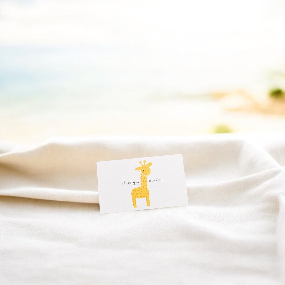 Felicitări hârtie pentru copii cu mesaj Thank you - model girafă (set 50 buc) - CraftUp