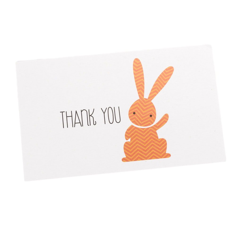 Felicitări hârtie pentru copii cu mesaj Thank you - model iepuraș (set 50 buc) - CraftUp