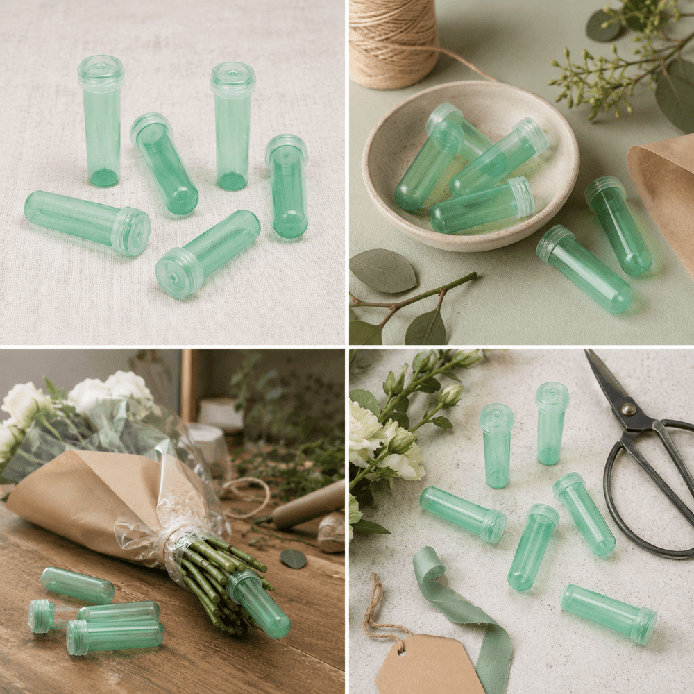 Fiole de apă pentru flori - verde (set 100 buc) - CraftUp