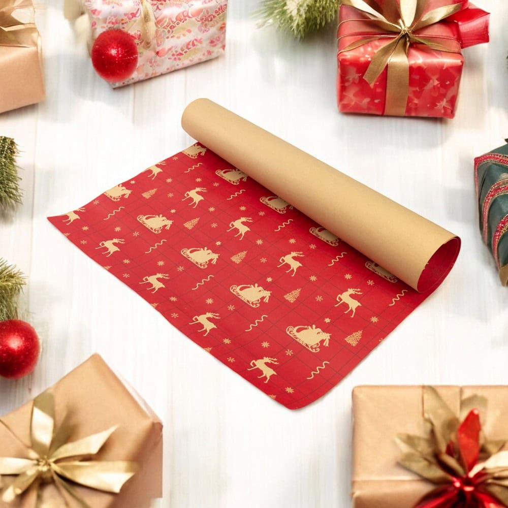 Foi de ambalat de Crăciun - model 8 roșu (set 50 buc) - CraftUp