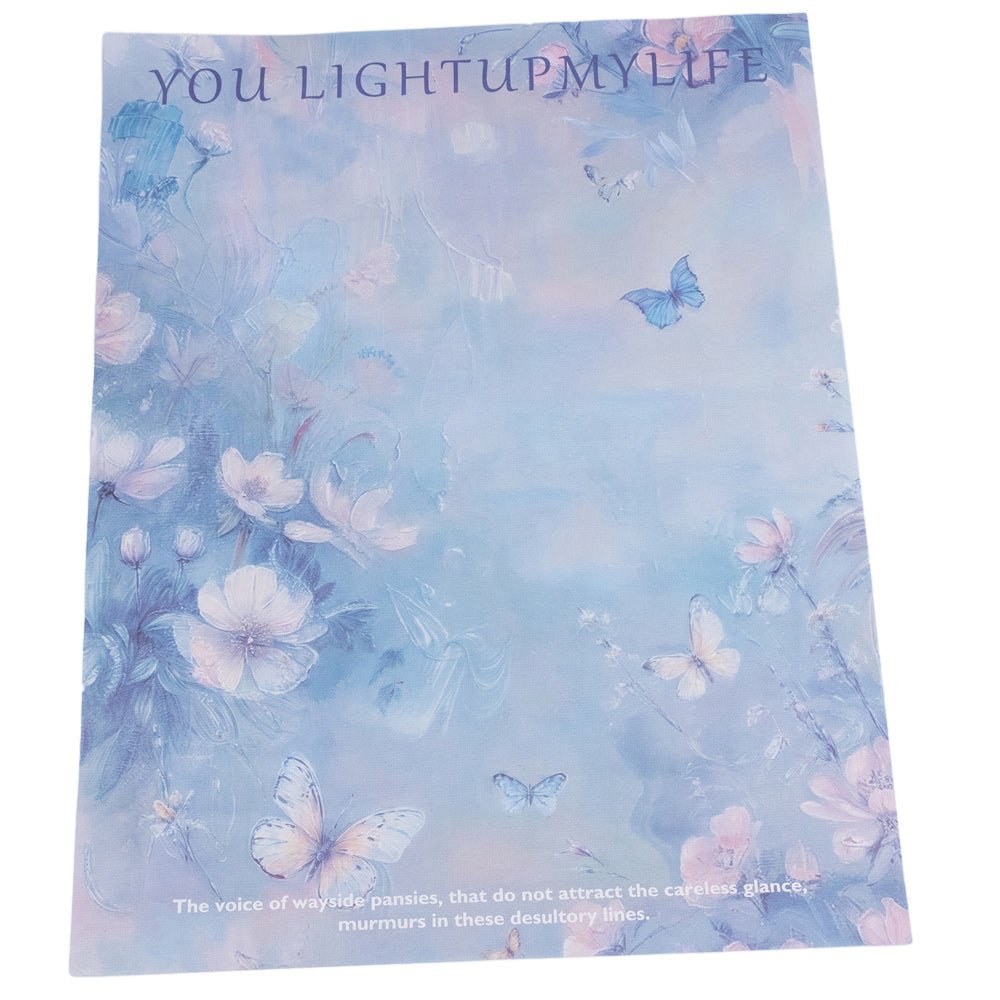 Foi de ambalat decorative model floral și text - bleu (set 10 buc) 38x50cm - CraftUp