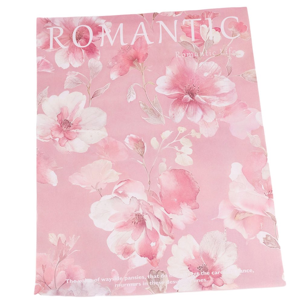 Foi de ambalat decorative model floral și text - roz (set 10 buc) 38x50cm - CraftUp