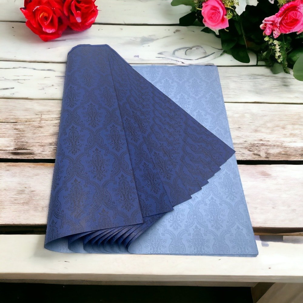 Foi de ambalat decorative print regal - albastru (set 10 foi) 52x60cm - CraftUp
