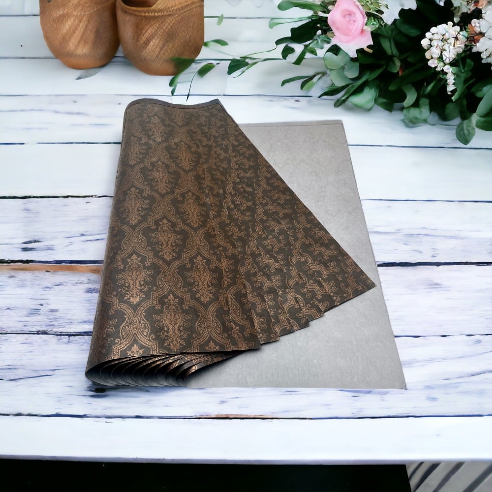 Foi de ambalat decorative print regal - negru (set 10 foi) 52x60cm - CraftUp