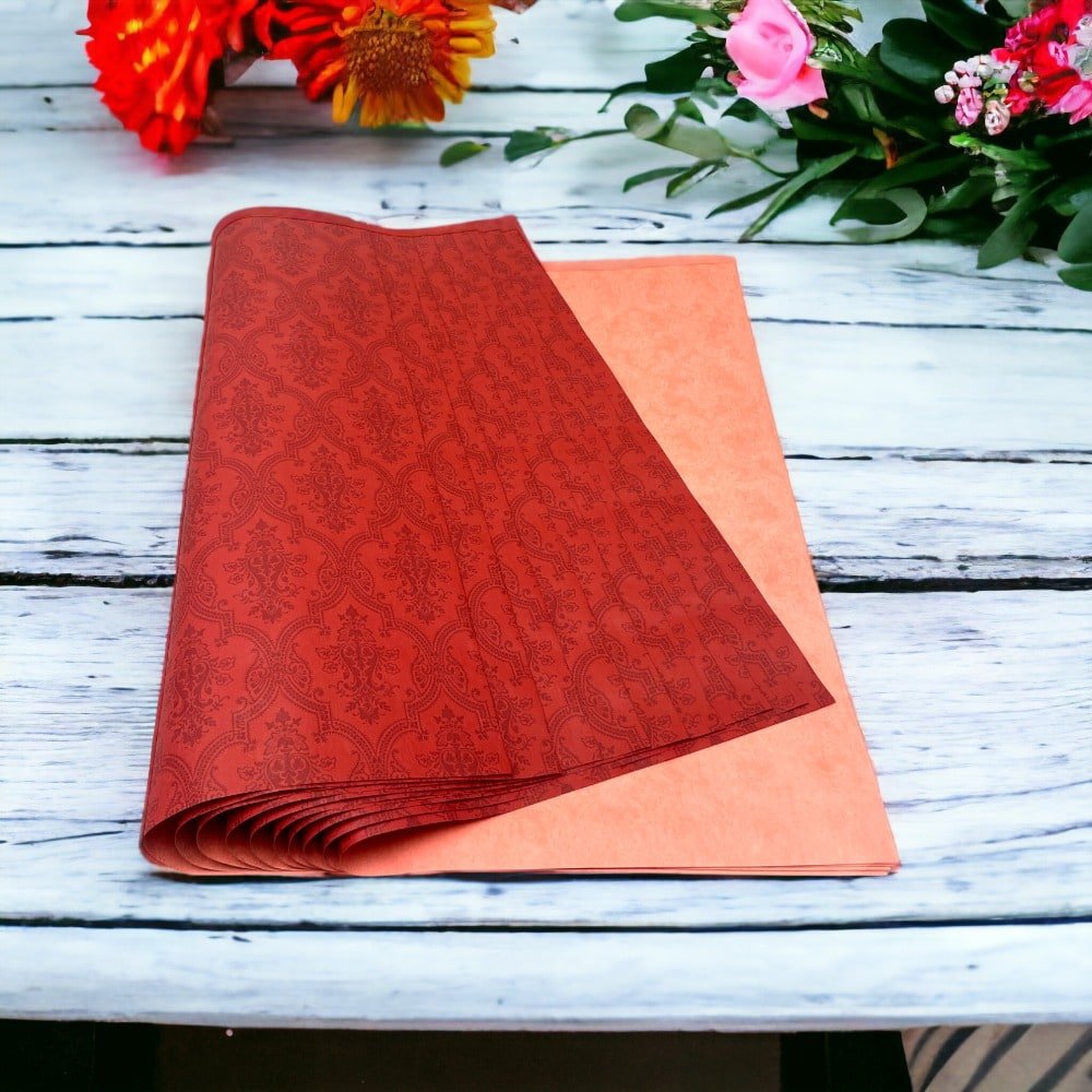 Foi de ambalat decorative print regal - roșu (set 10 foi) 52x60cm - CraftUp