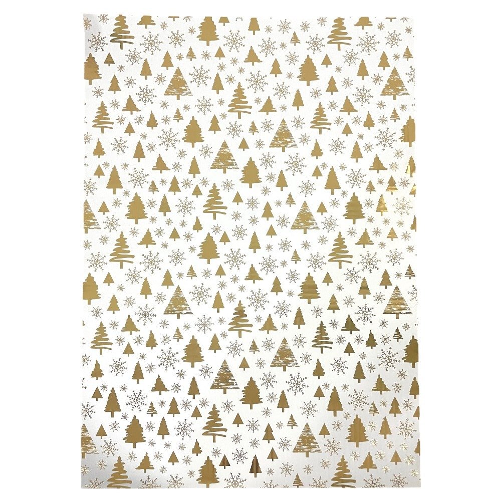 Foi de ambalat lucioase premium de Crăciun - model 11 alb (set 50 buc) - CraftUp