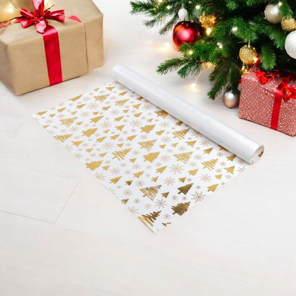 Foi de ambalat lucioase premium de Crăciun - model 11 alb (set 50 buc) - CraftUp