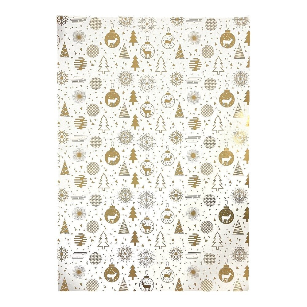 Foi de ambalat lucioase premium de Crăciun - model 12 auriu (set 50 buc) - CraftUp