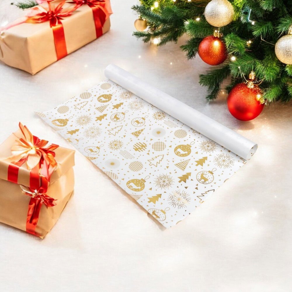 Foi de ambalat lucioase premium de Crăciun - model 12 auriu (set 50 buc) - CraftUp