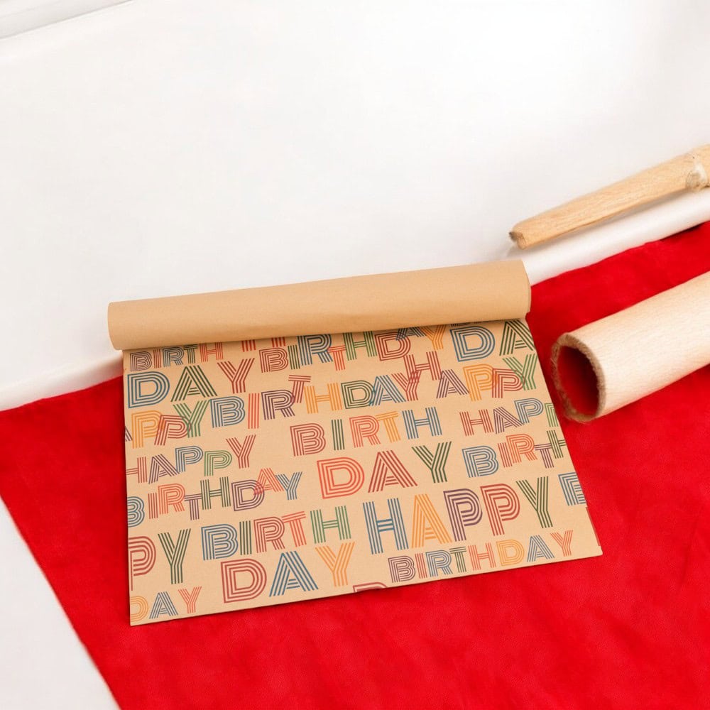 Foi hârtie de ambalat kraft - model 1 mesaj Happy Birthday (set 50 buc) - CraftUp