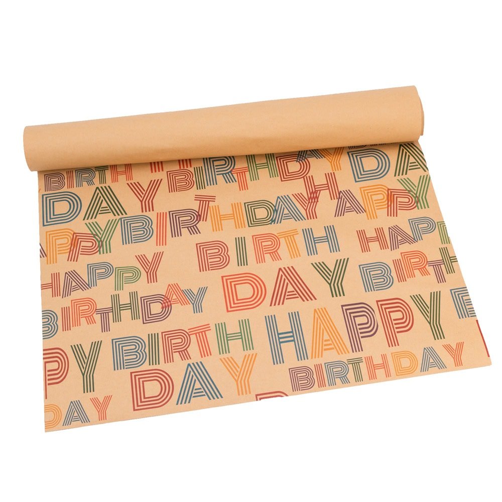 Foi hârtie de ambalat kraft - model 1 mesaj Happy Birthday (set 50 buc) - CraftUp