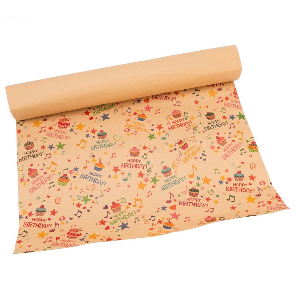 Foi hârtie de ambalat kraft - model 3 Happy Birthday (set 50 buc) - CraftUp