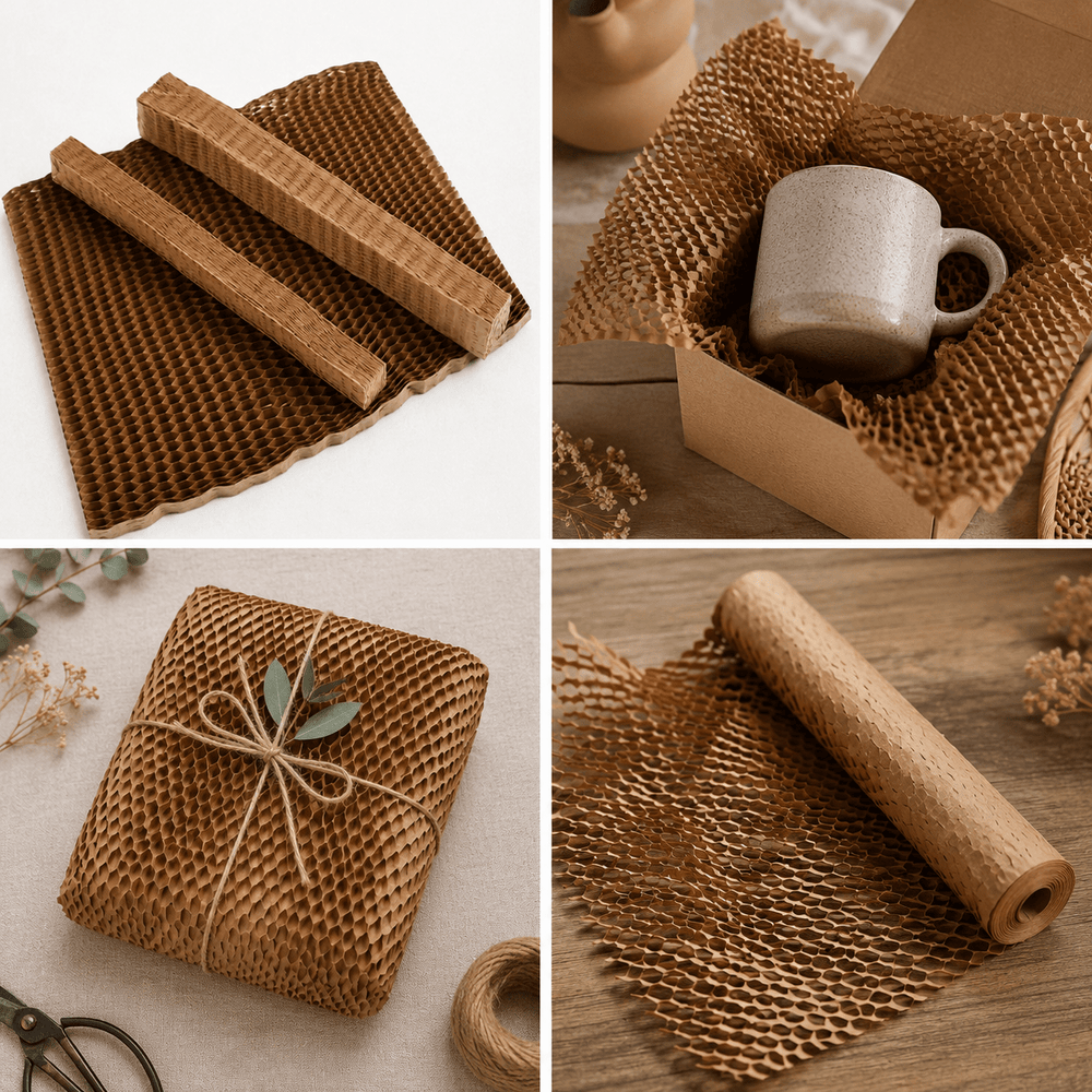 Folie honeycomb pentru ambalat - maro (set 6 buc) - CraftUp