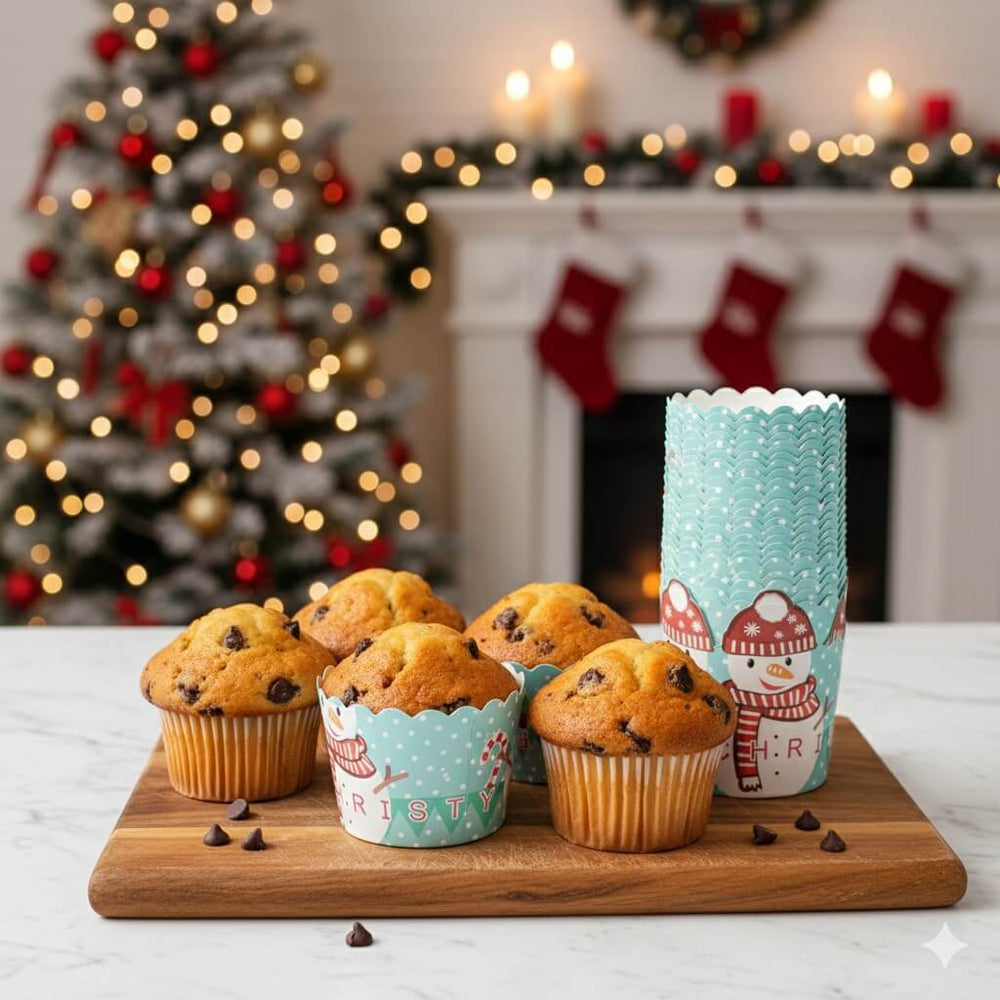 Formă brioșe Crăciun cu Om de Zăpadă (set 50 buc) - CraftUp