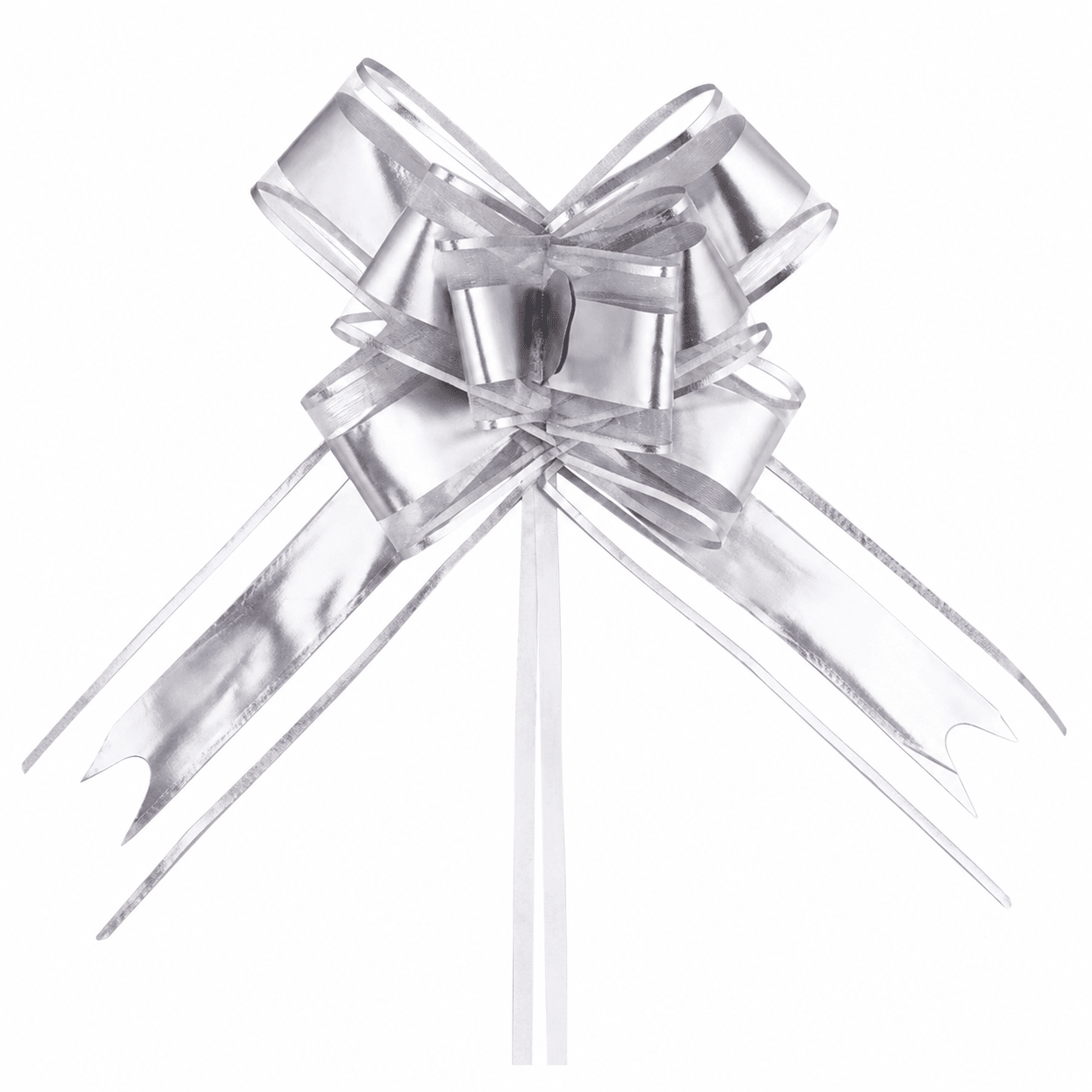 Funde pull bow din satin și organza - argintiu (set 10 buc) - CraftUp