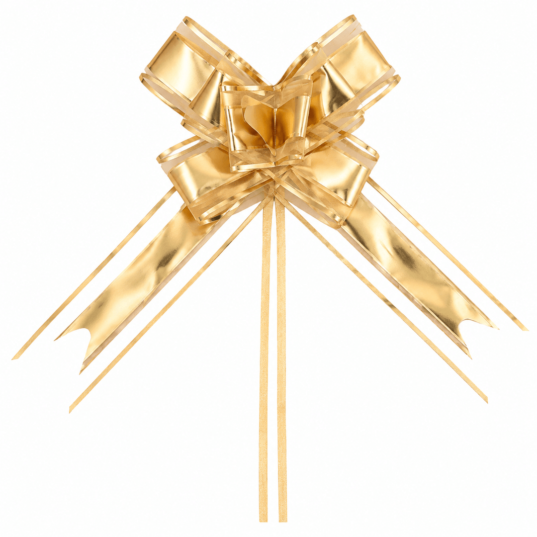 Funde pull bow din satin și organza - auriu (set 10 buc) - CraftUp
