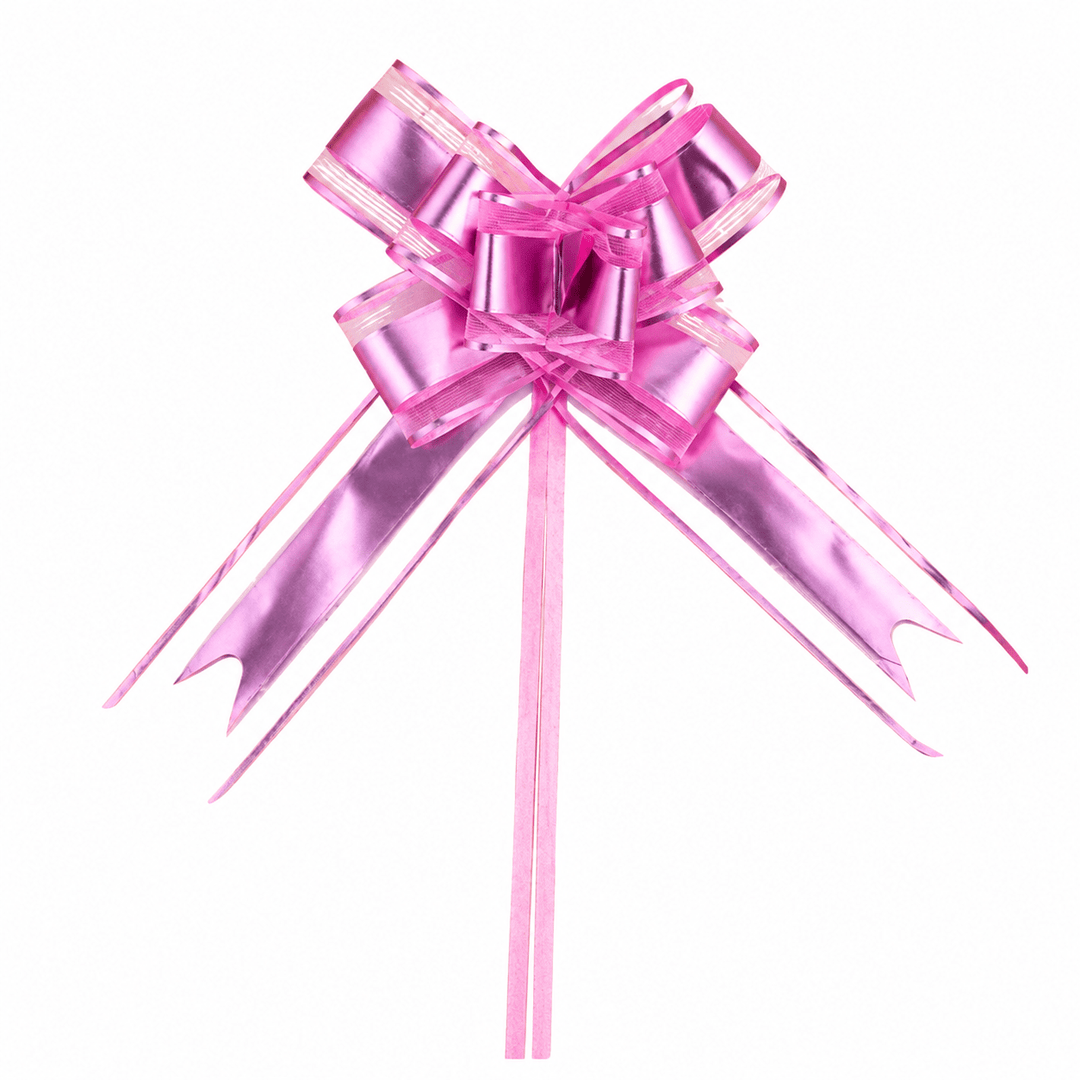 Funde pull bow din satin și organza - roz (set 10 buc) - CraftUp