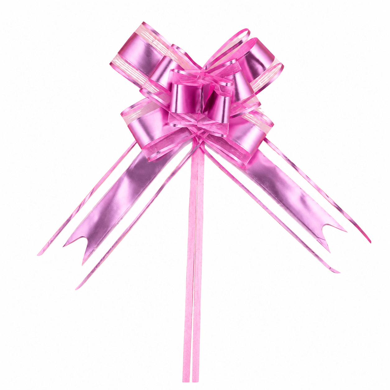 Funde pull bow din satin și organza - roz (set 10 buc) - CraftUp