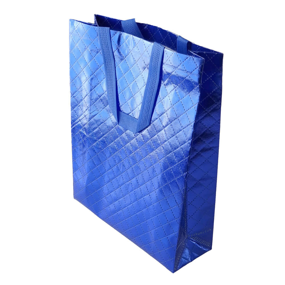 Geantă lucioasă non - woven cu țesătura romb 30x36cm - albastru - CraftUp