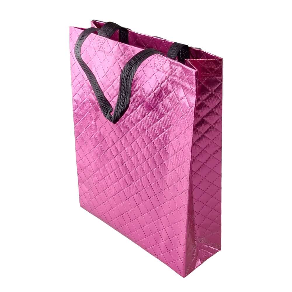 Geantă lucioasă non - woven cu țesătura romb 30x36cm - mov - CraftUp