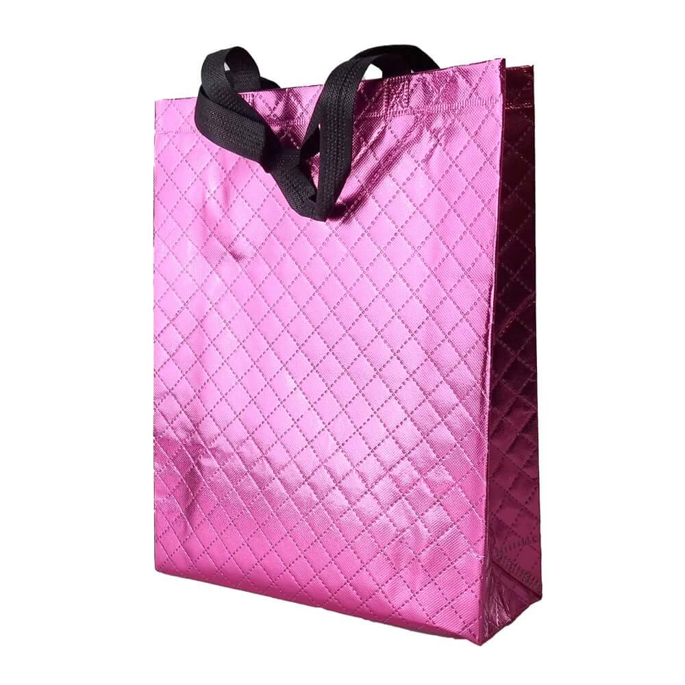 Geantă lucioasă non - woven cu țesătura romb 30x36cm - mov - CraftUp