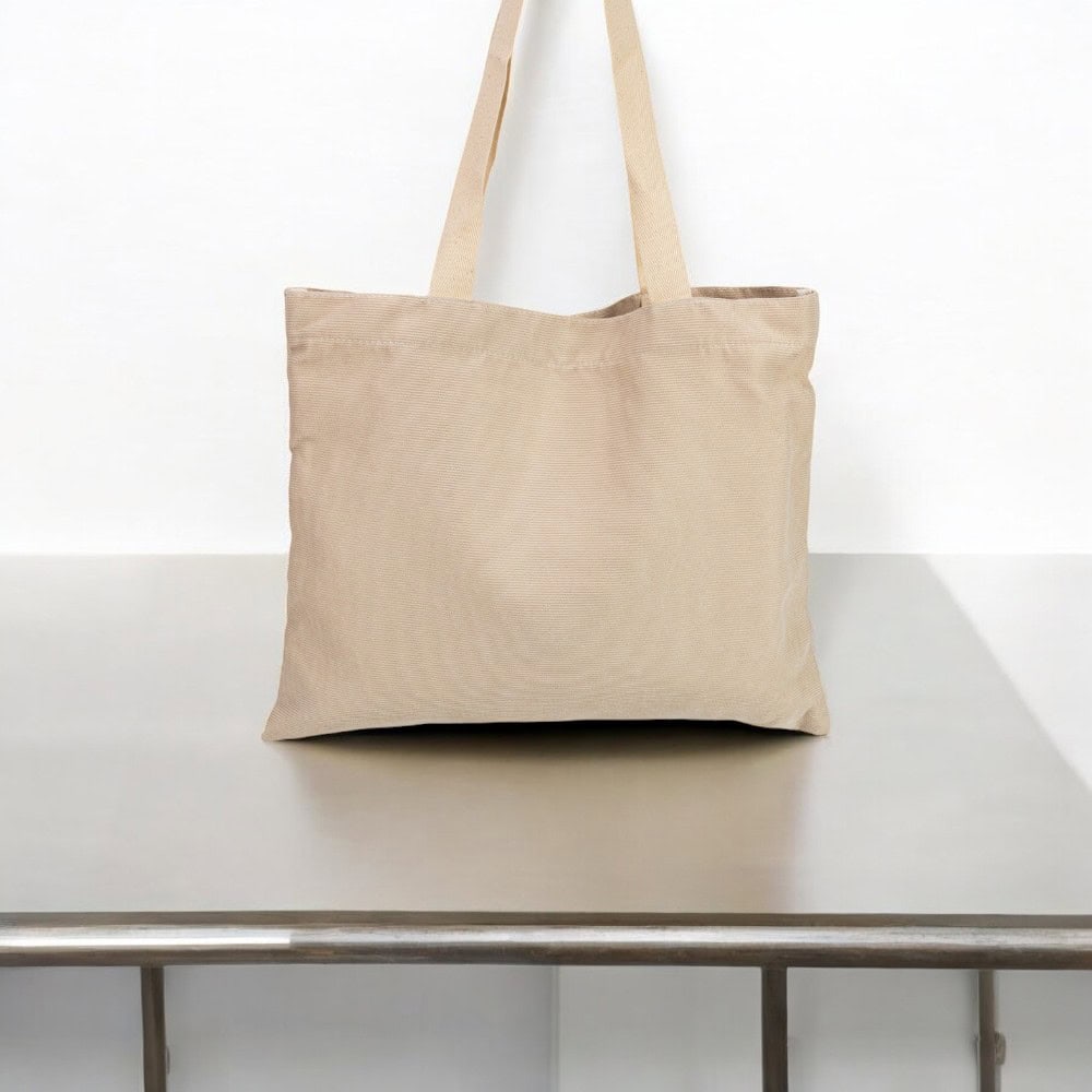 Geantă raiată cu mâner și capsă - alb - 40x31cm - CraftUp